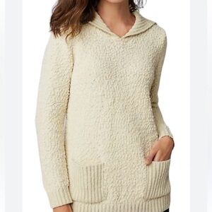 J.Jill Ivory Textured Chunky Knit Shawl Collar Pullover Sweater
